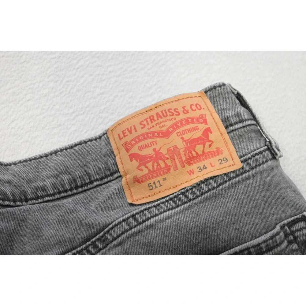 Levi's 511 Slim Fit Jeans Mens 34x29 Gray Stretch Denim Pants‎ Excellent